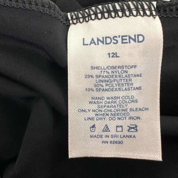 Lands End One-Piece Black Tank Swimsuit size 12L - Picture 5 of 6